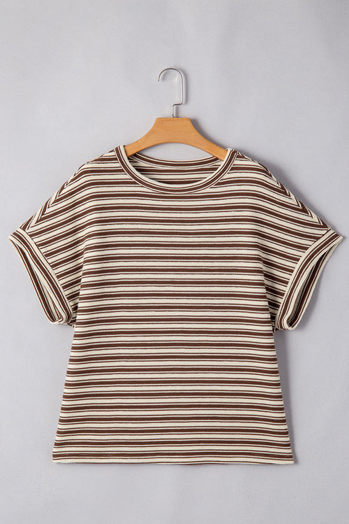 Abby Stripe Textured Side Slits Top