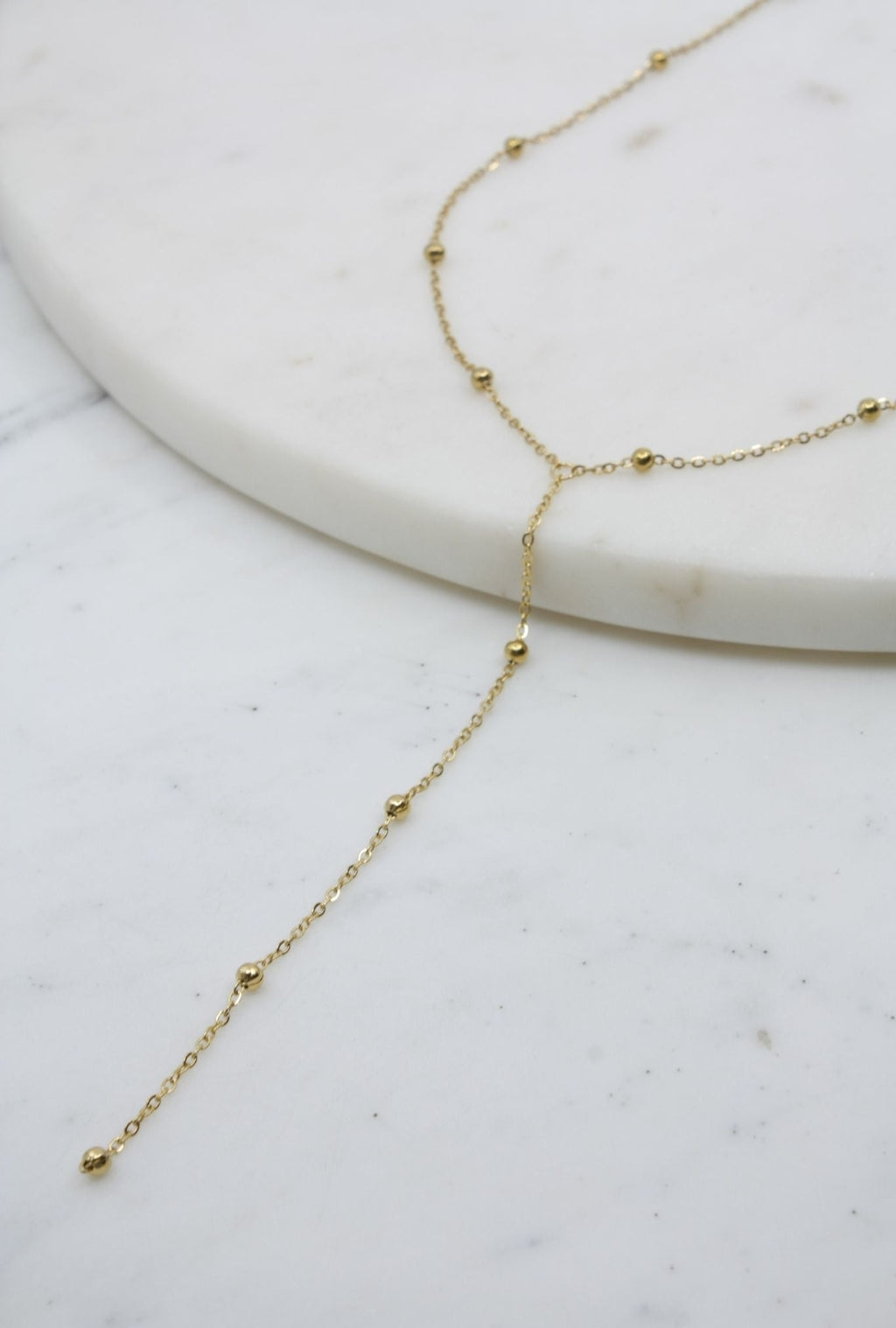 Gold Tassel Necklace with Beads