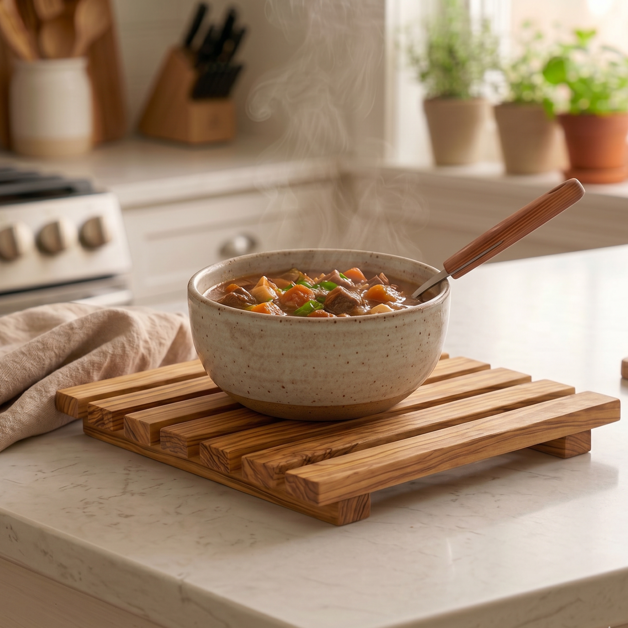 Olive Wood Pan Coaster Trivet
