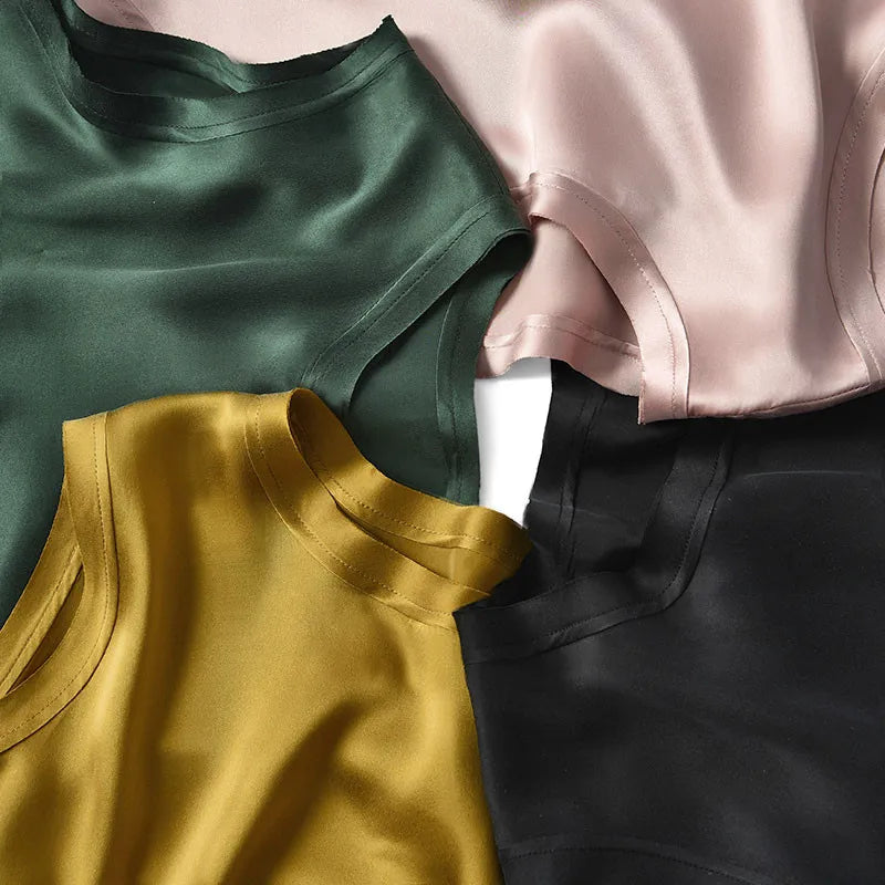 Summer blusas elegantes shirt Korean Women Fashion Satin Tank Summer Office Lady ice Silk Tops