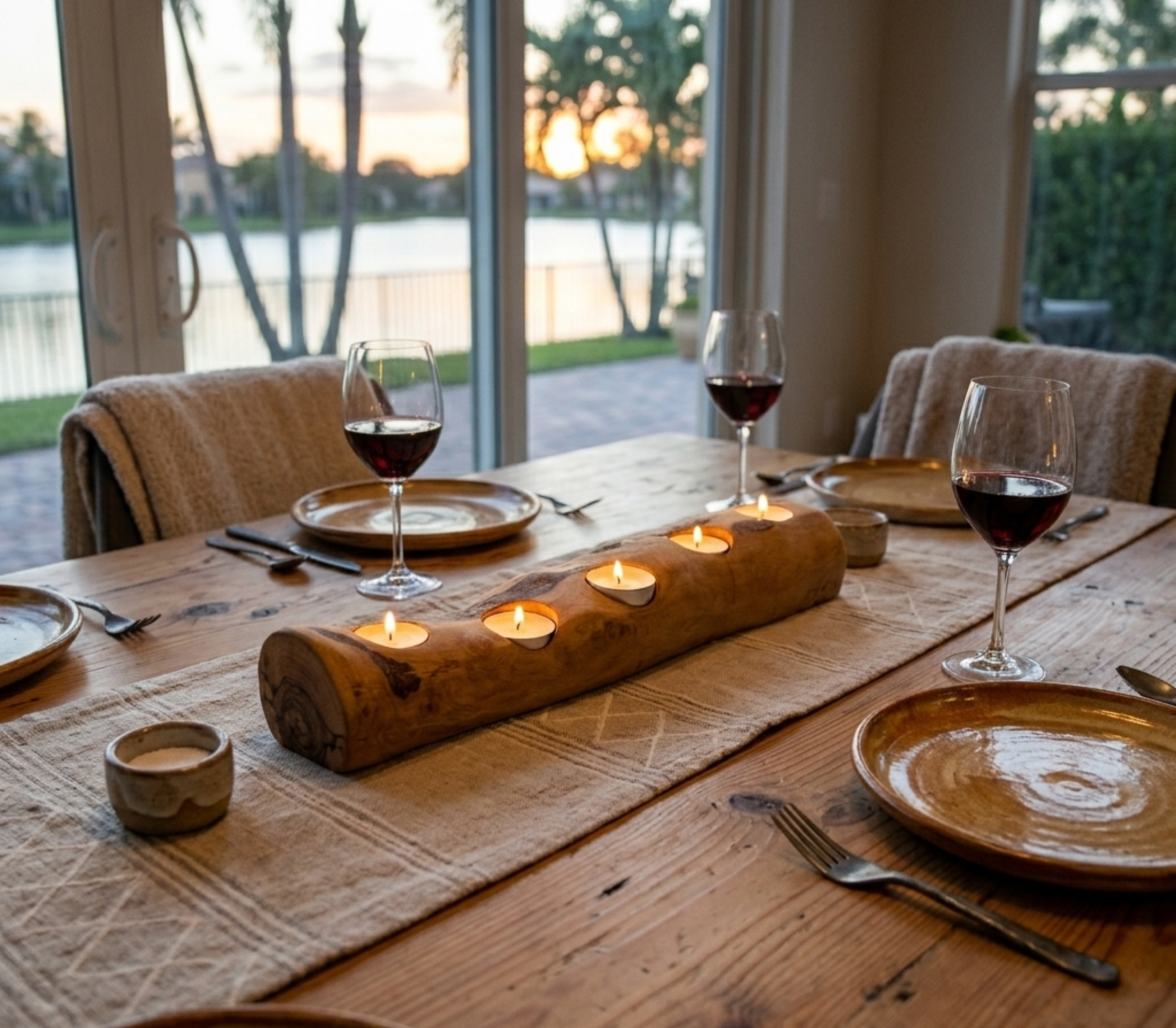 Olive Wood Candle Holder